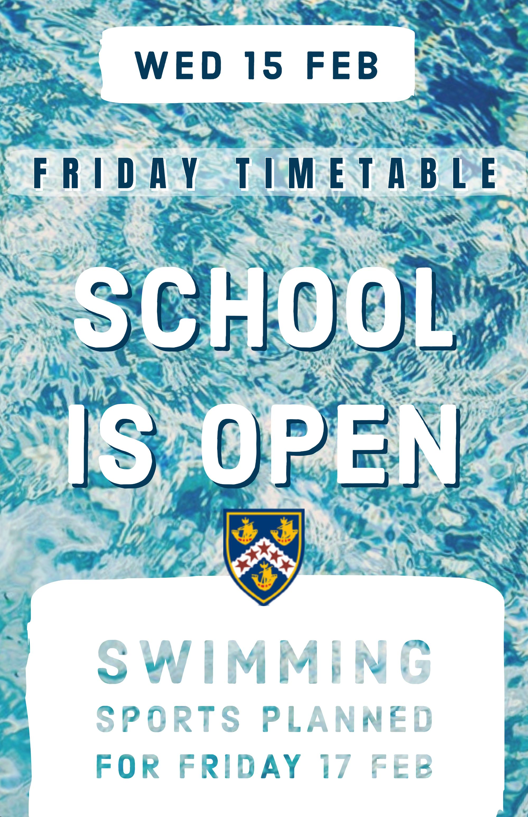 Wed 15 Feb, School is Open, Friday Timetable • News  •  Te Aroha College